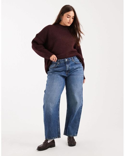 ASOS Blue Asos Design Curve Slim Barrel Leg Jeans
