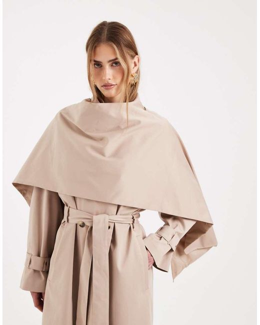 ASOS Natural Scarf Detail Trench Coat