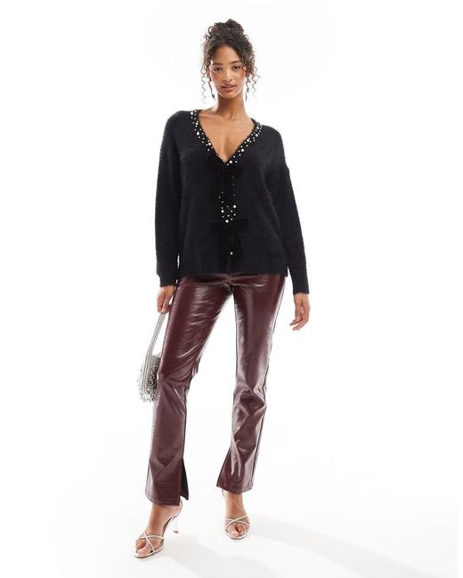 Lovedrobe Black Velvet Bow Cardigan