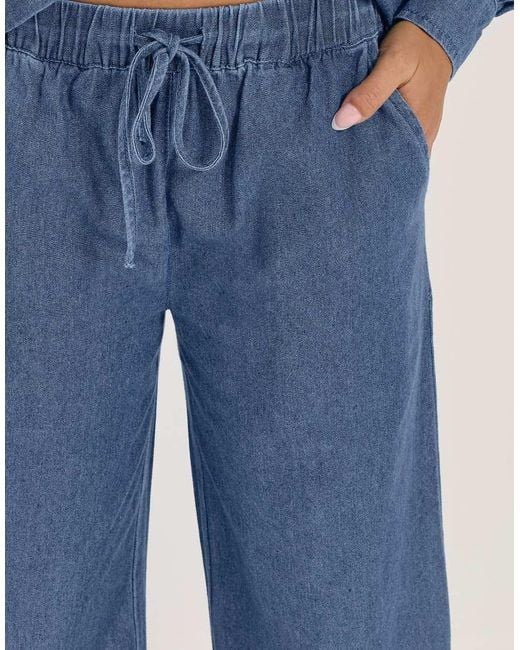 PixieGirl Blue Petite Pull-On Wide Leg Jeans