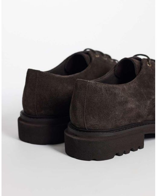 ASOS Black Lace Up Apron Shoes With Cleated Sole for men