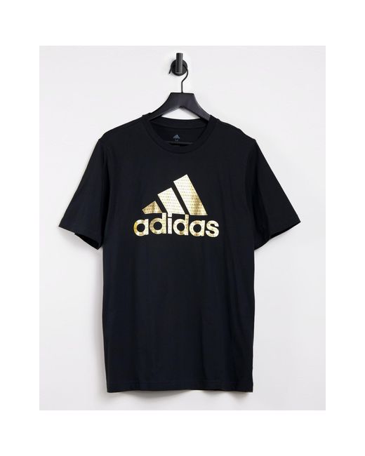 Camiseta negra con logo dorado adidas Originals de hombre de color Negro |  Lyst