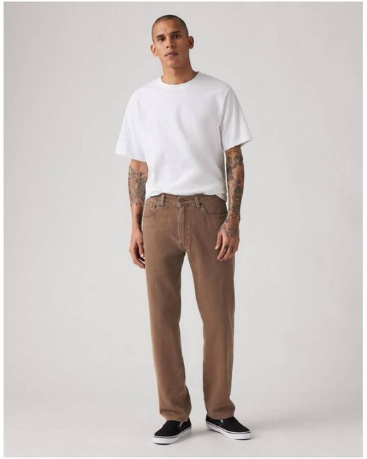 Levi's White 555 Relaxed Straight Jeans for men
