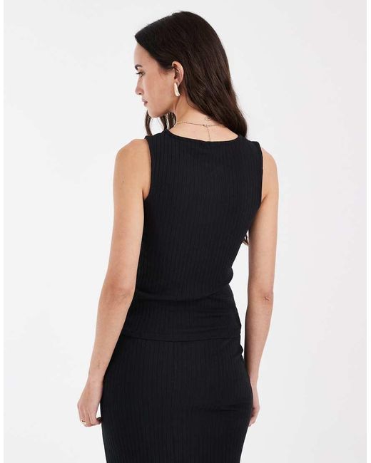 Vero Moda Black Flat Rib Boat Neck Sleeveless Jersey Top