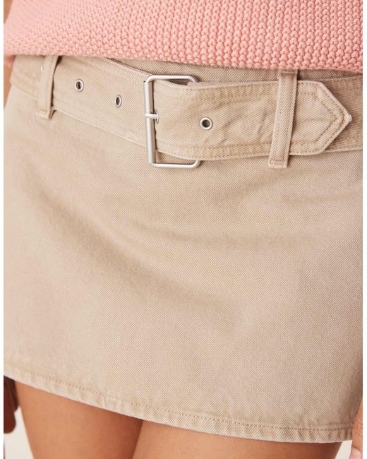 Abercrombie & Fitch Pink Belted Denim Mini Skort