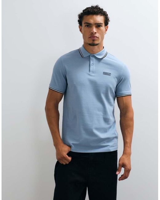 Barbour Blue Evan Short Sleeve Tipped Polo Shirt for men