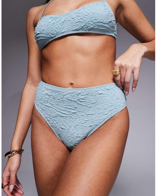 ASOS Gray Cassi Azores High Leg High Waist Bikini Bottoms