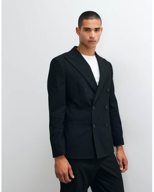 ASOS Double Breasted Nette Blazer in het Black voor heren