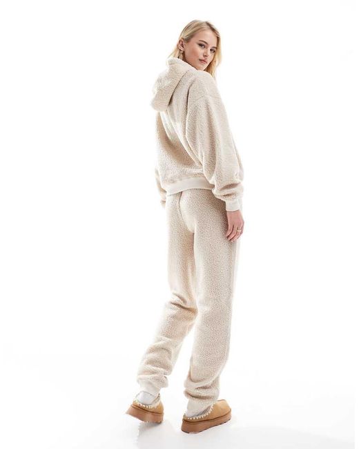 ASOS Natural Asos Design Tall Lounge Borg Oversized Hoodie & Sweatpants Set