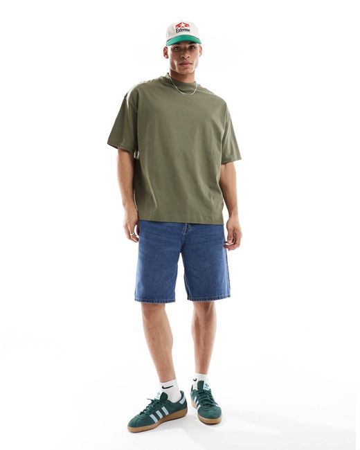 ASOS Green Essentials Oversized High Neck T-Shirt for men