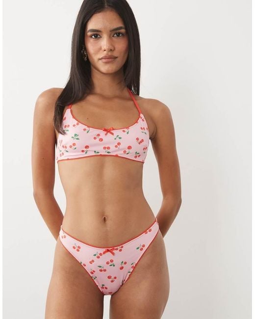 ASOS Brown Shannon Picot Halter Scoop Bikini Top