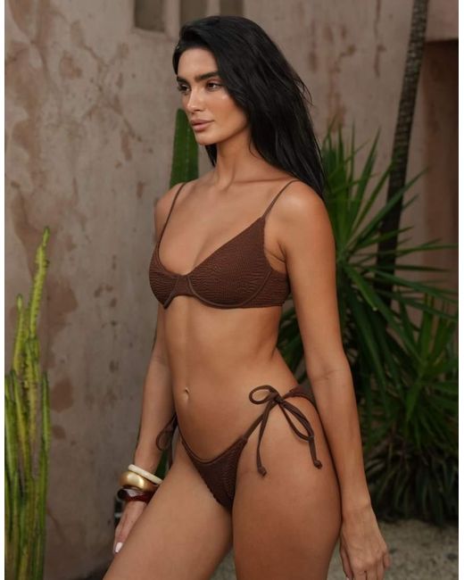 Moda Minx Brown Scrunch Tie Side Bikini Bottom