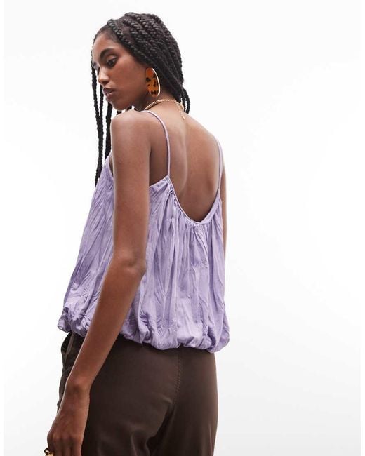 ASOS Purple Strappy Bubble Hem Top