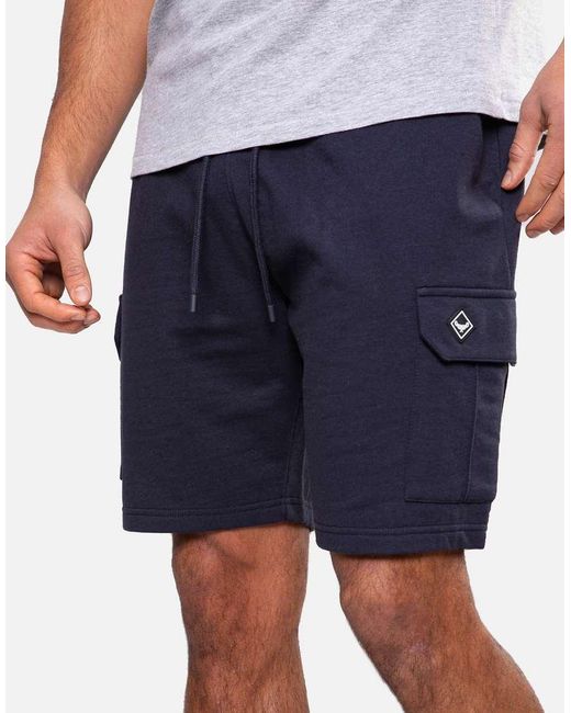 Threadbare Blue Cargo Sweat Shorts for men