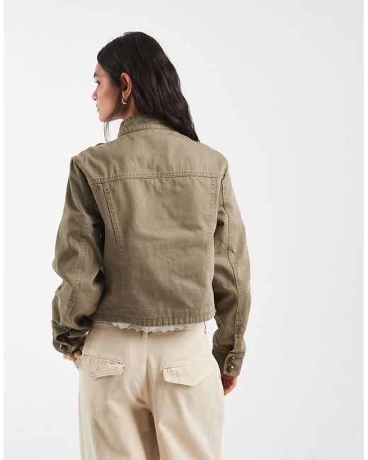 ASOS Natural Button Front Washed Utility Jacket