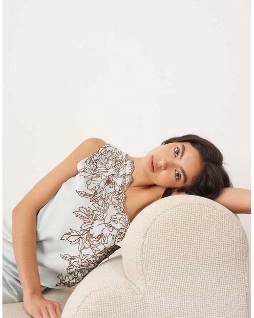 ARRANGE Natural Applique Embroidered Lace Panelled One Shoulder Column Maxi Dress