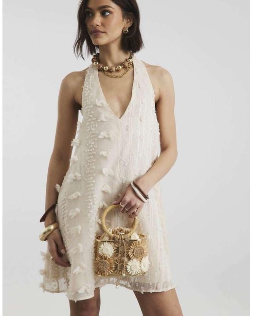 River Island Natural Raffia Flower Basket Bag