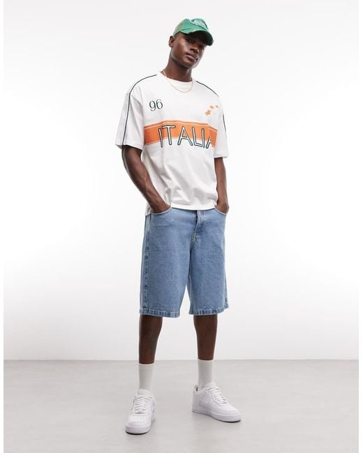 ASOS White Oversized T-Shirt With Italy Football Graphic for men