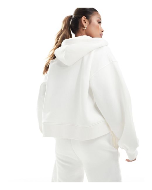 The Couture Club White Varsity Zip Through Hoodie