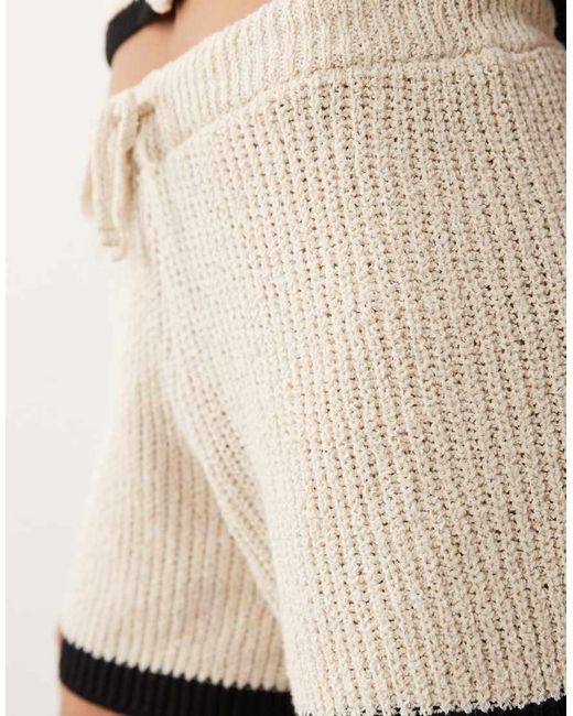 ASOS Natural Knitted Linen Blend Shorts Co-ord