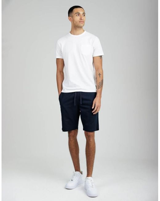 French Connection Blue Cotton-Linen Blend Drawstring Shorts for men