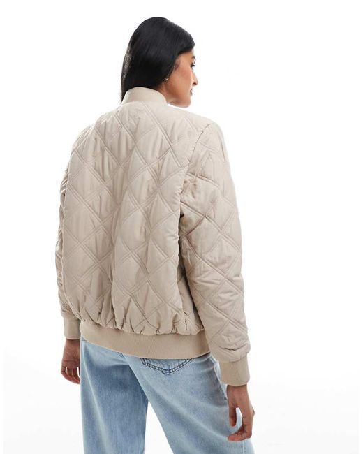 Brave Soul White Quilted Bomber Jacket