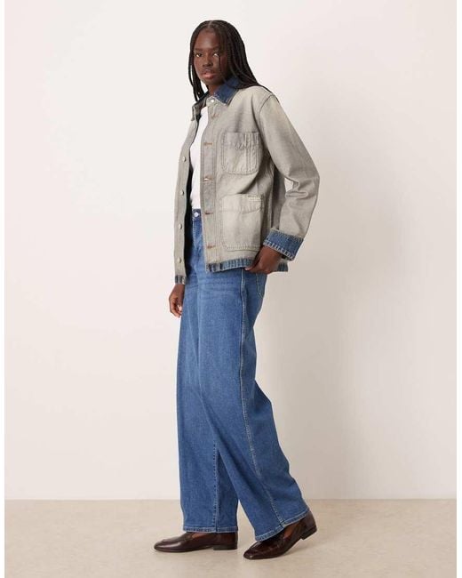 Calvin Klein Blue Cotton Chore Jacket With Contrast Detail
