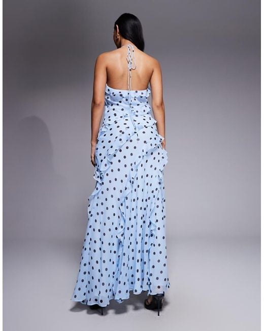 Forever New Low Back Halter Neck Ruffle Maxi Dress in Blue | Lyst UK Forever New Low Back Halter Neck Ruffle Maxi Dress in Blue | Lyst UK