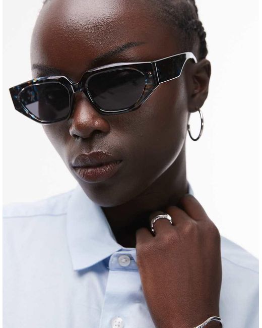 Gafas De Sol Azules Efecto Carey Estilo Ojos De Gato En Ángulo Croatia De -Marrón TOPSHOP de color Brown