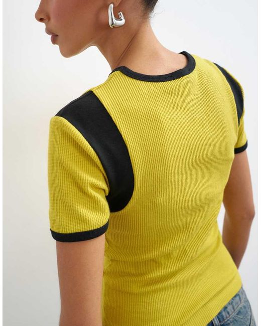 TOPSHOP Blue Waffle Double Layer Tee
