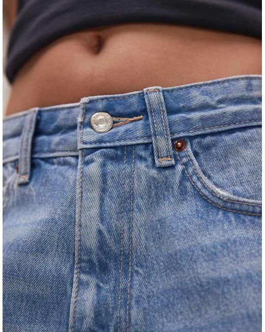 TOPSHOP Blue Denim A Line Rip Mom Shorts