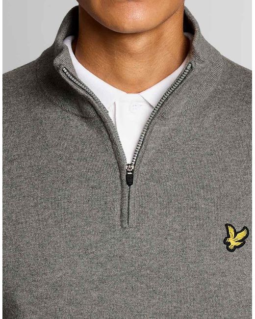 Lyle & Scott Gray Mid Knits Golf Quarter Zip Jumper for men