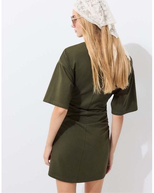 Stradivarius Green Short T-Shirt Dress