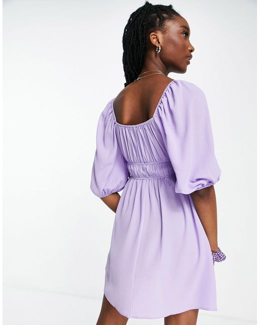 ASOS Synthetic Ruched Square Neck Mini 