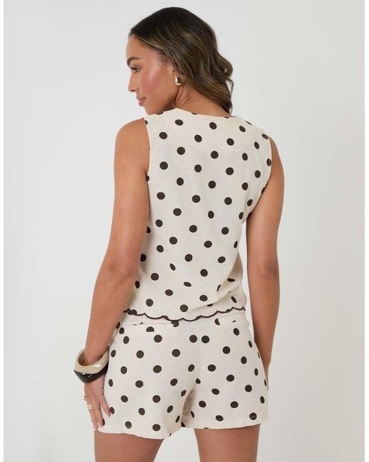 Threadbare White Polka Dot Tailored Top