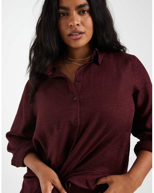 ONLY Red Textu Long Sleeve Shirt