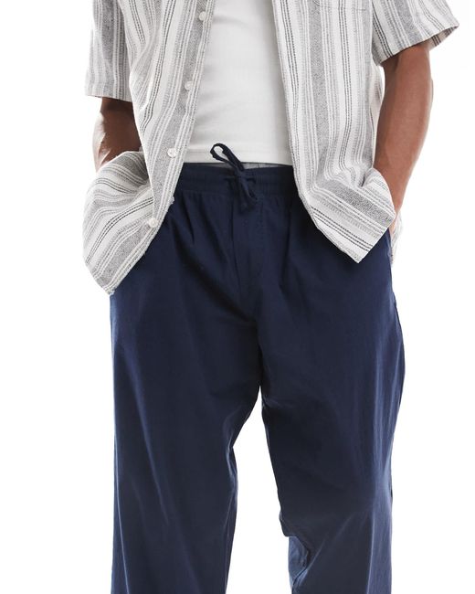 Jack & Jones – locker geschnittene hose aus leinenmix in Blue für Herren