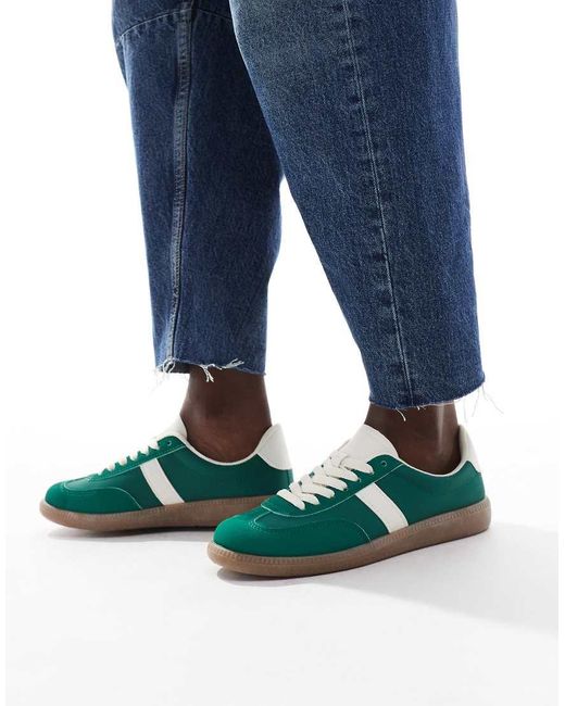 London Rebel Blue Cally Trainer With Gum Sole