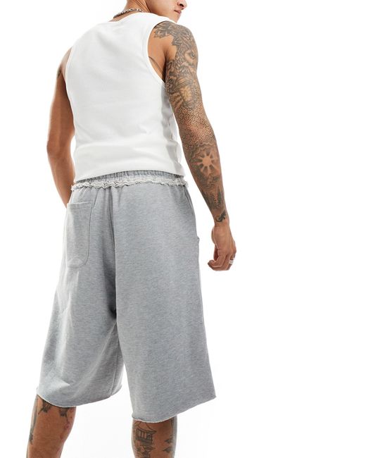 Collusion Gray Skater Longline Fit Jersey Trackie Shorts for men
