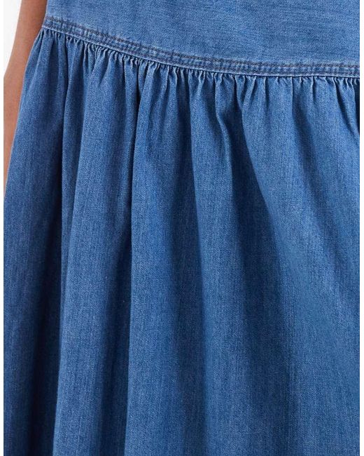 ONLY Blue Dropped Waist Denim Maxi Skirt