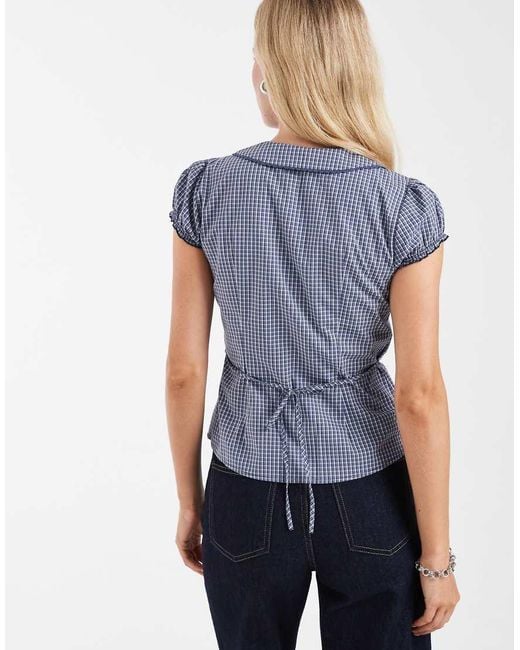 Hollister Blue Short Sleeve Babydoll Shirt