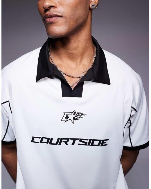 Courtside White Sports Top With Contrast Collar Detail for men