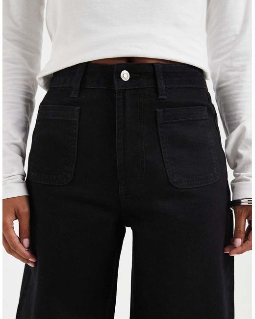 ASOS White Asos Design Petite High Rise Wide Leg Jeans With Front Pockets