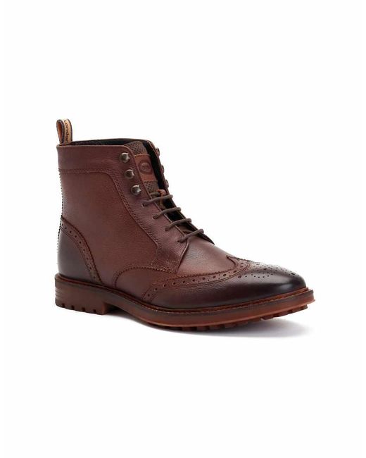 Base London Brown Hemlock Brogue Boot for men