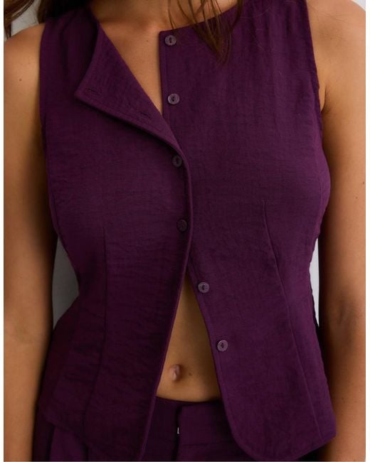 Stradivarius Purple Buttoned Waistcoat