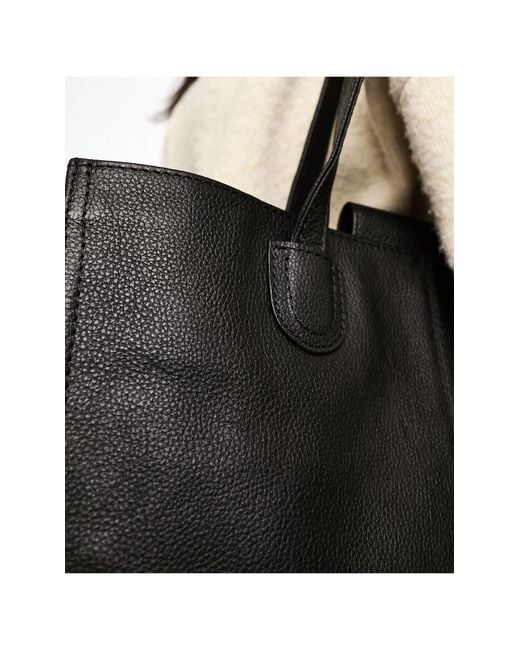 ASOS Black Leather Tote With Laptop Compartment