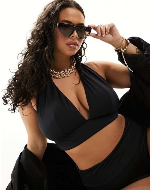 ASOS Black Asos Design Curve Maya Mix And Match Deep Band High Waist Bikini Bottom