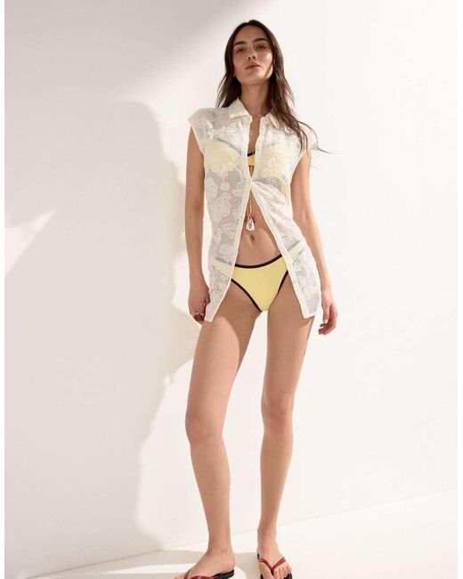 Calzedonia Natural Bikini Bottoms Bicolor Piping
