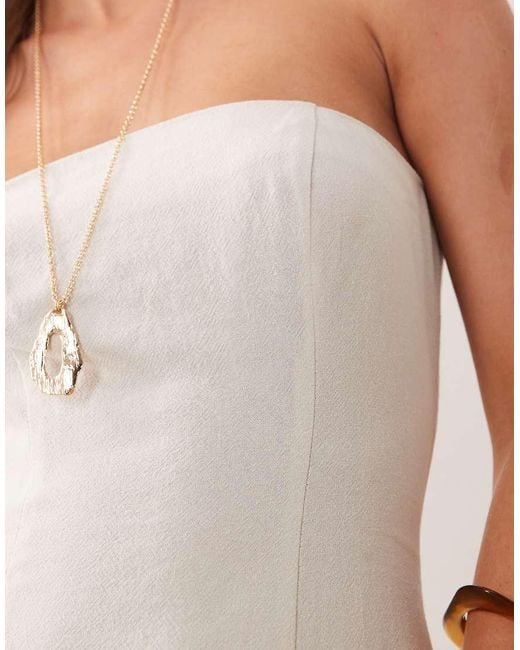 Miss Selfridge White Linen Look Bandeau Maxi Dress
