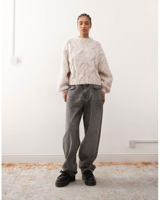Monki 05913267 Monki Cable Knit Jumper in Natural | Lyst